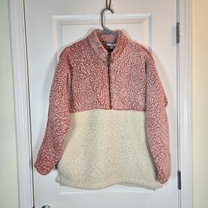 Pink and Cream Sherpa Pullover